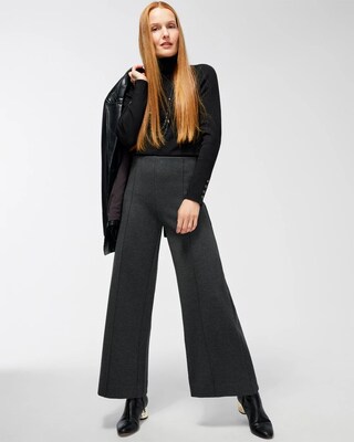 Ponte Pintuck Wide Leg Ankle Pants click to view larger image.