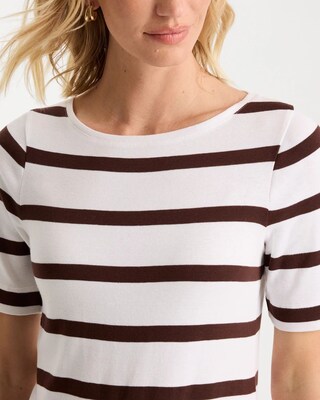 Striped Pima Elbow Sleeve Tee click to view larger image.
