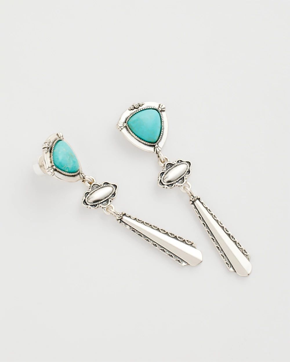 Turquoise Motif Linear Drop Earrings