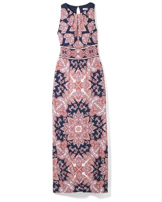 London Times Medallion-Print Jersey Maxi Dress