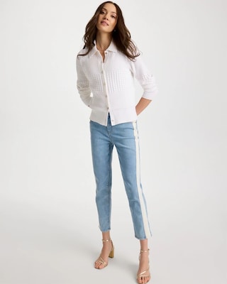 Textured Button-Front Cardigan click to view larger image.