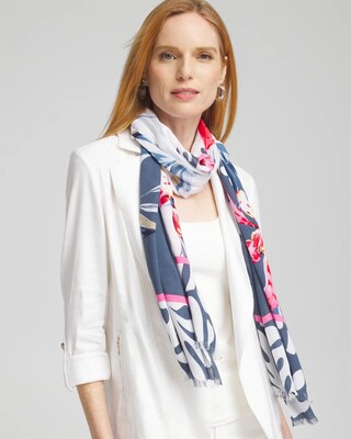 Silk Blend Floral Oblong Scarf