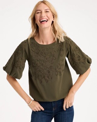 Soutache Soft-Stretch Bubble Hem Top