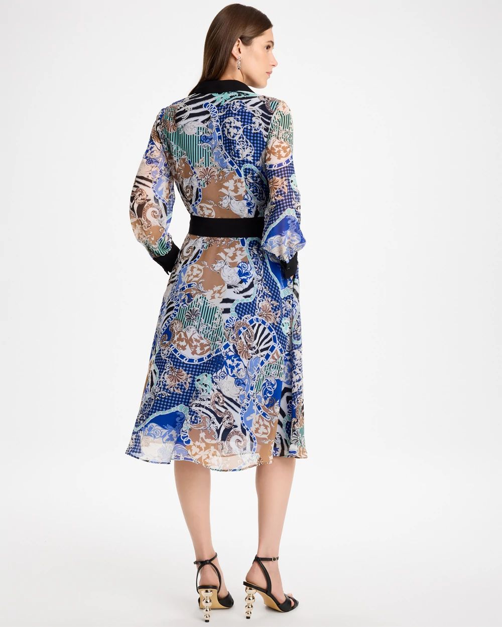 Mixed Print Belted Dress click to view larger image.