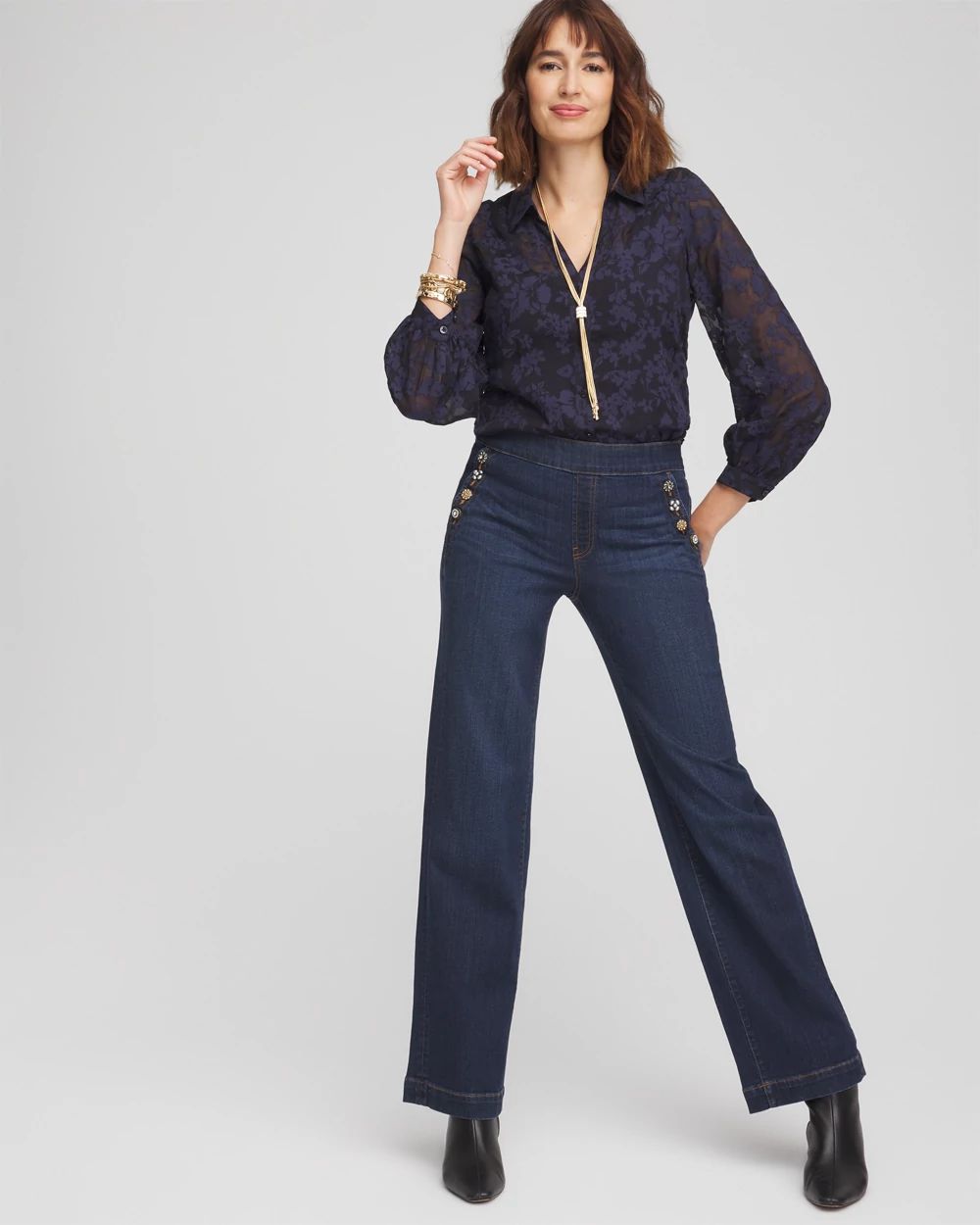Floral Jacquard Blouse click to view larger image.