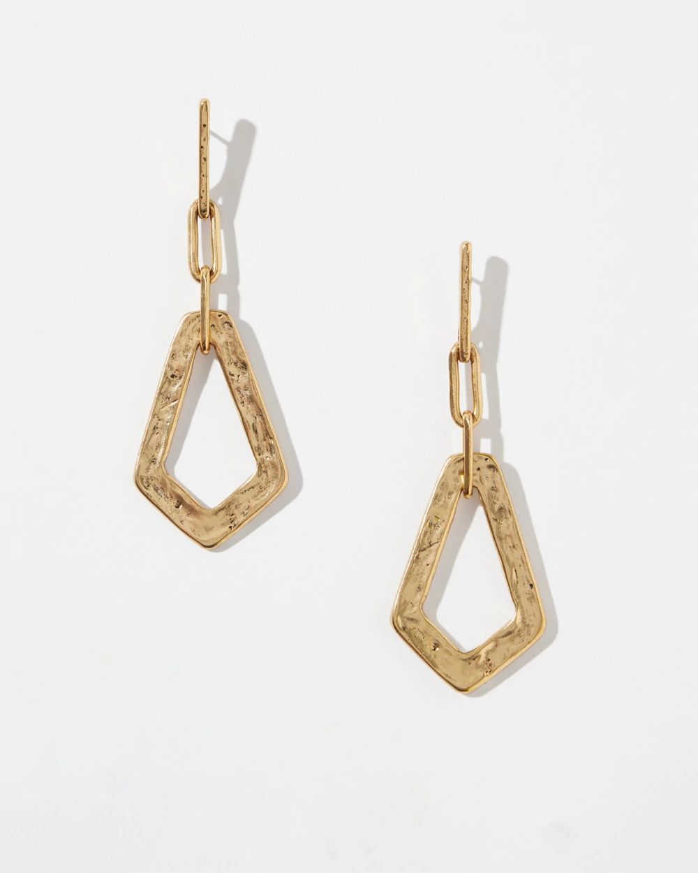 Gold Tone Textured Drop Hoops