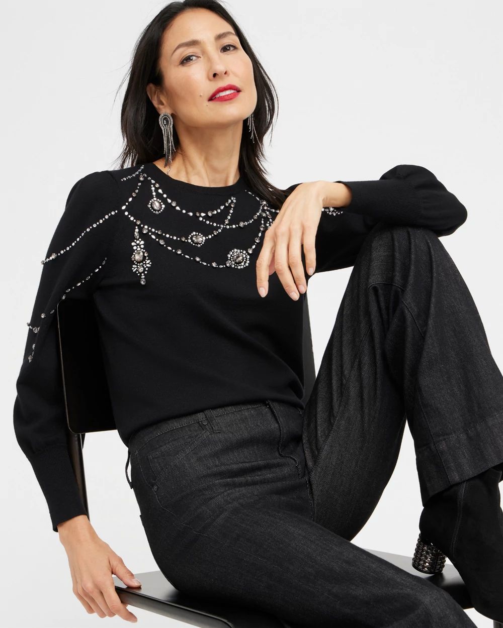 Crystal Chandelier Pullover Sweater