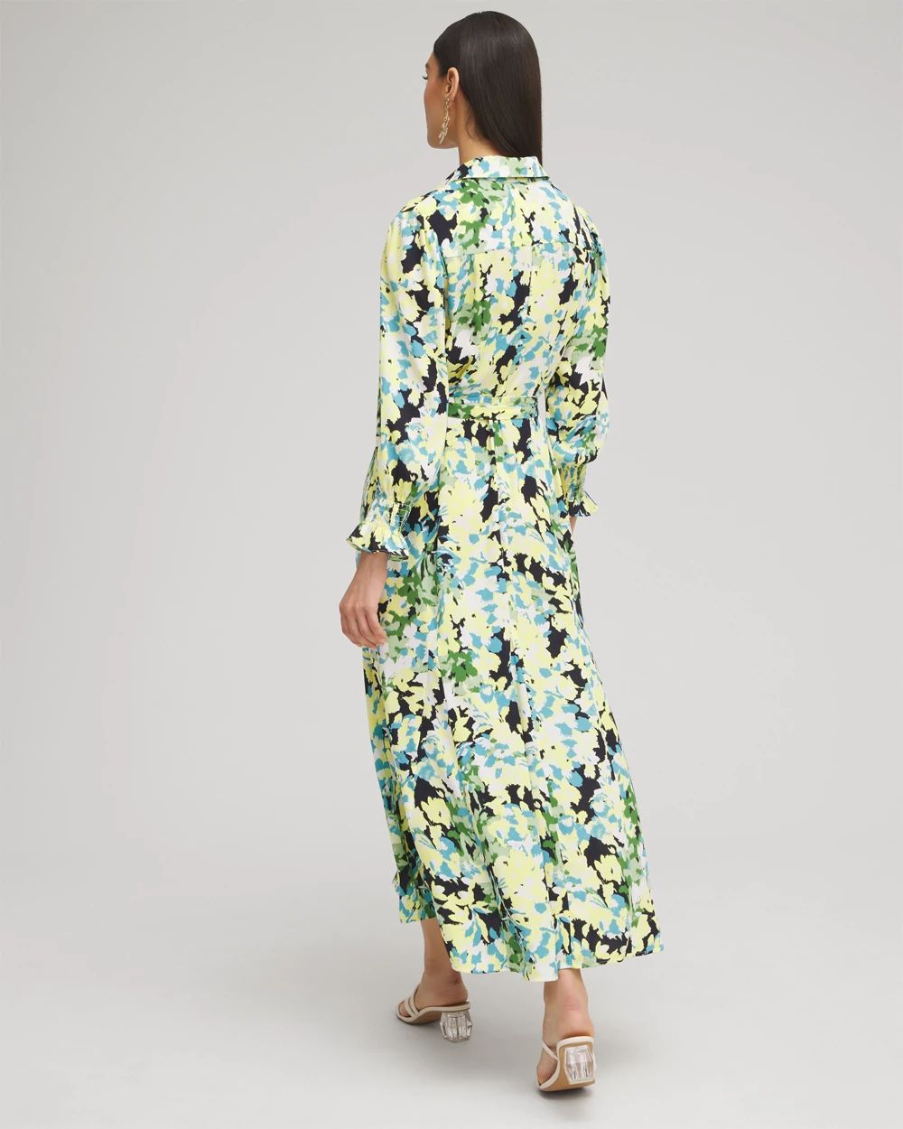 Yellow Floral Maxi Shirt Dress