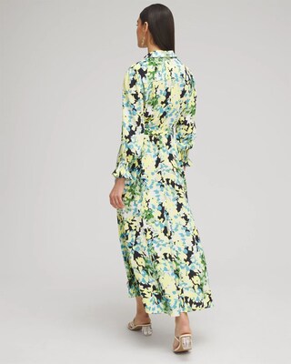 Yellow Floral Maxi Shirt Dress