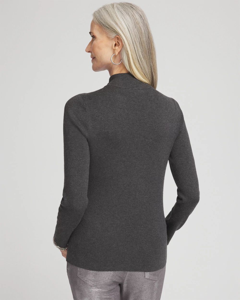 Ecovero™ Button Mock Neck Sweater click to view larger image.