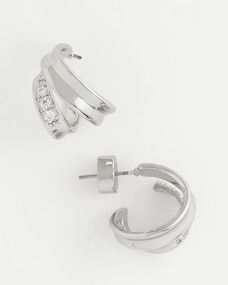 Silver Double Mini Hoop Earrings click to view larger image.