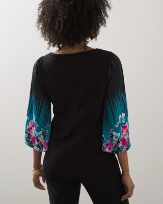 Floral Print 3/4 Sleeve Tee