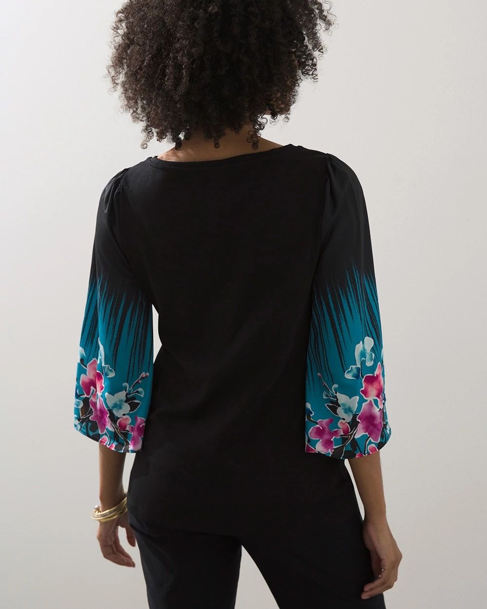 Floral Print 3/4 Sleeve Tee