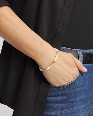 Goldtone Bead Stretch Bracelet click to view larger image.