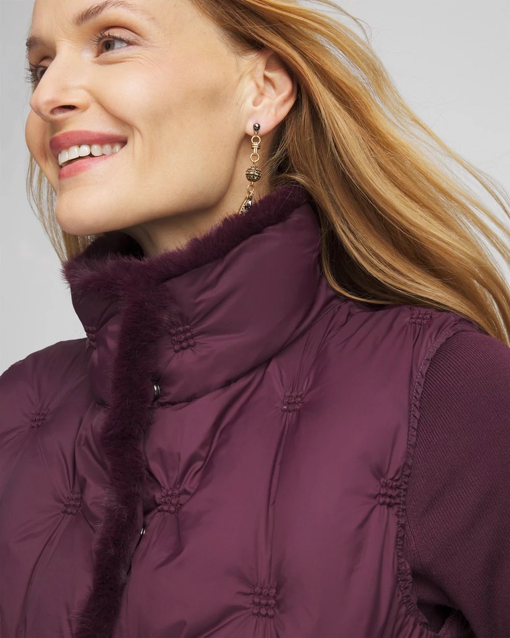 Nylon Fur Trim Puffer Vest