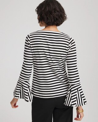 Ribbed Godet Flutter-Sleeve Top click to view larger image.