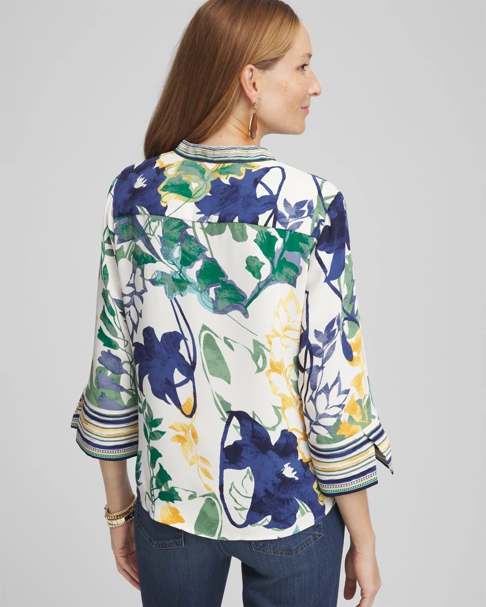 Mixed Print Mock V-Neck click to view larger image.