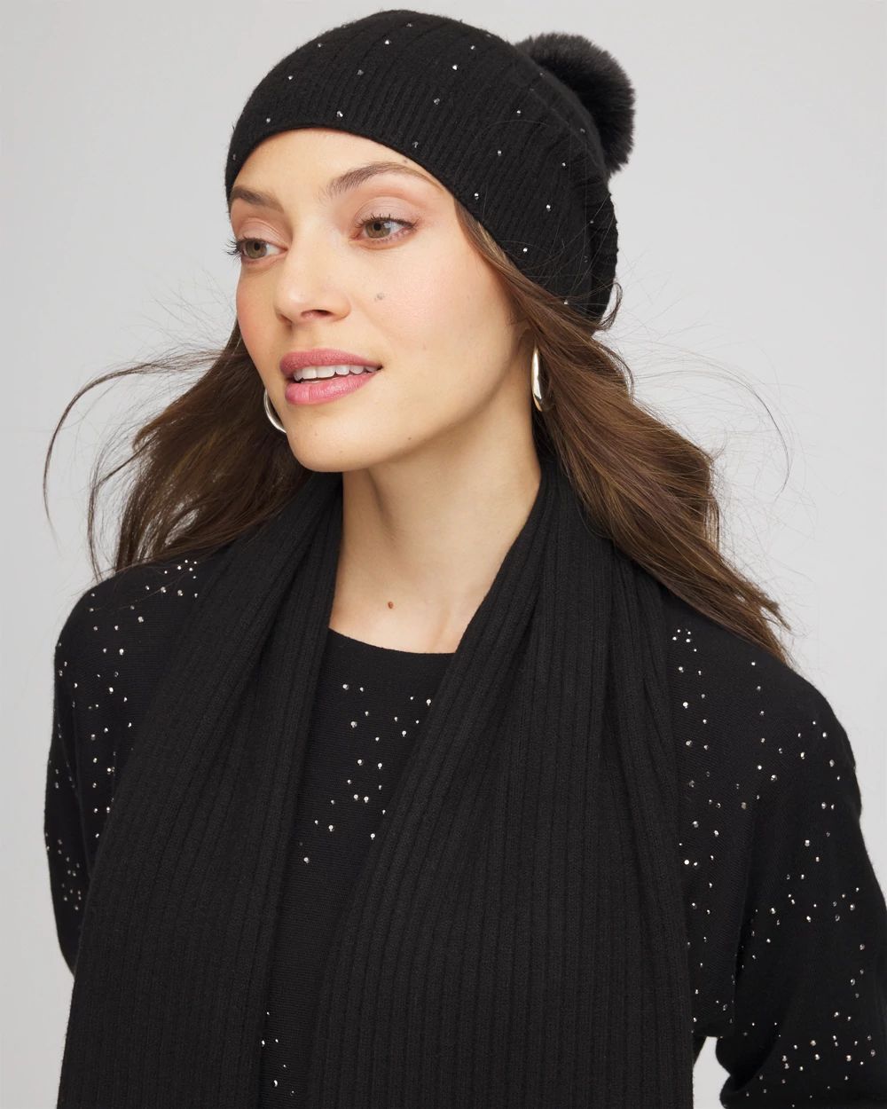 Rhinestone Pom Pom Hat
