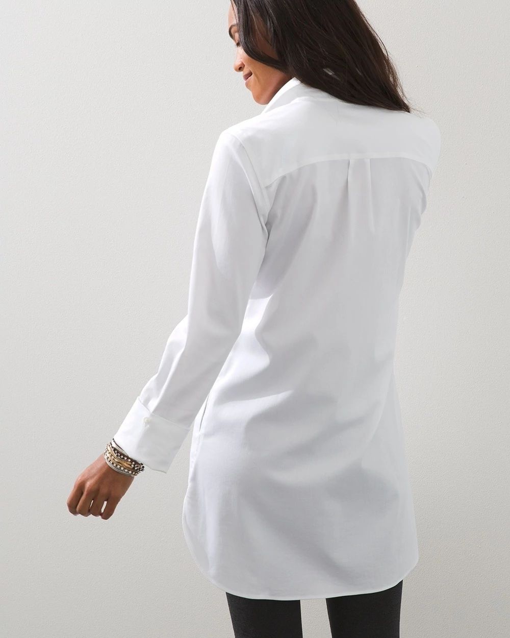 No-Iron Stretch Casual Collared Tunic