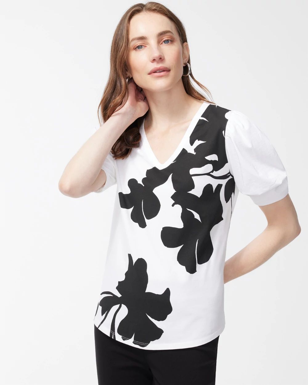 Floral Draped Sleeve Tee
