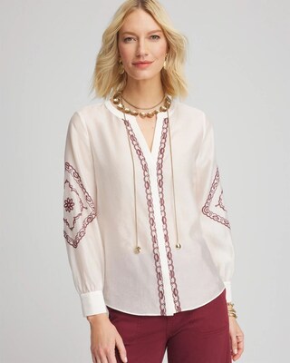 Tencel-Blend Embroidered Blouse click to view larger image.