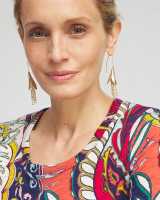 No Droop™ Gold Tone Floral Threader Earrings