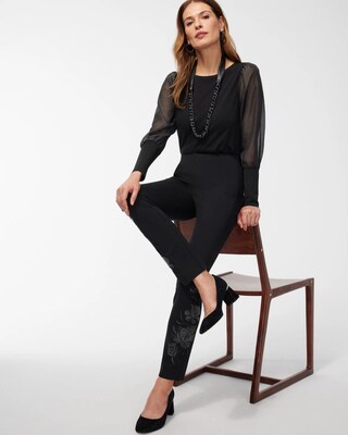 Juliet Faux Leather Applique Ankle Pants