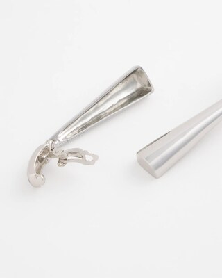 No Droop® Silver Tone Linear Clip-On Earrings