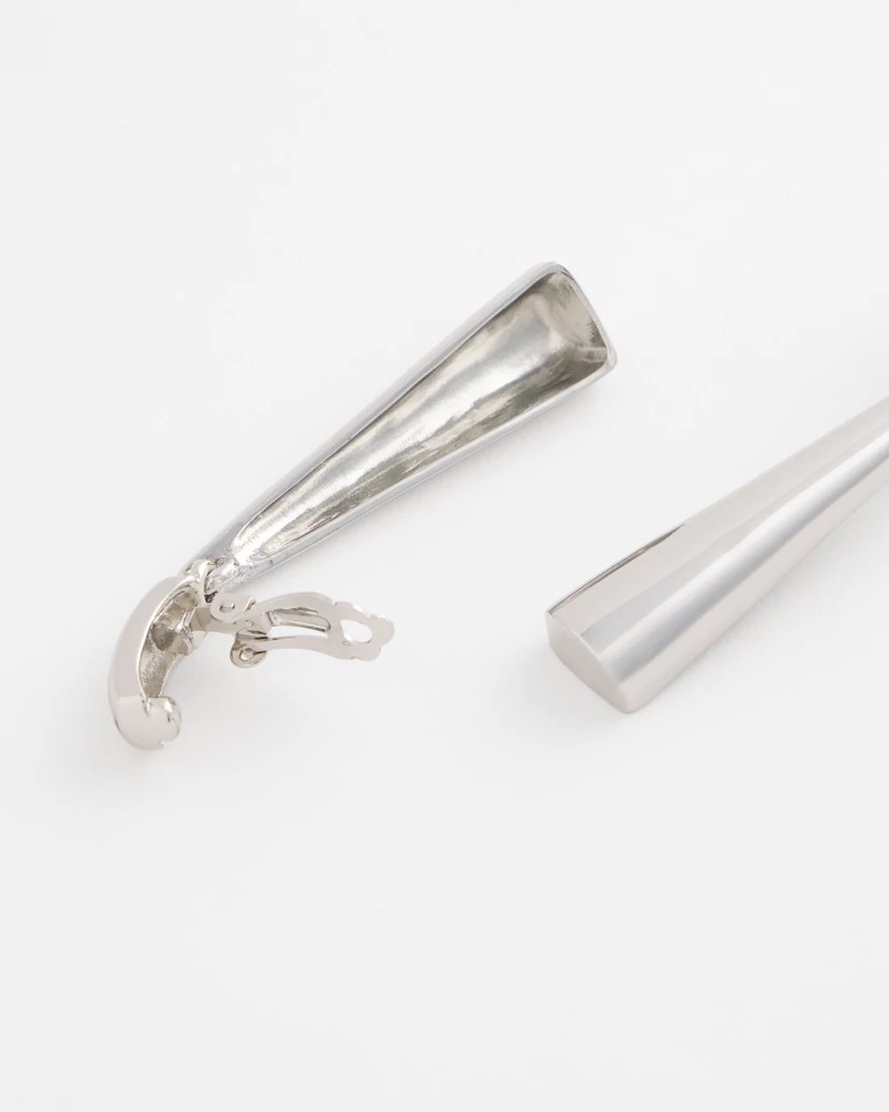 No Droop® Silver Tone Linear Clip-On Earrings