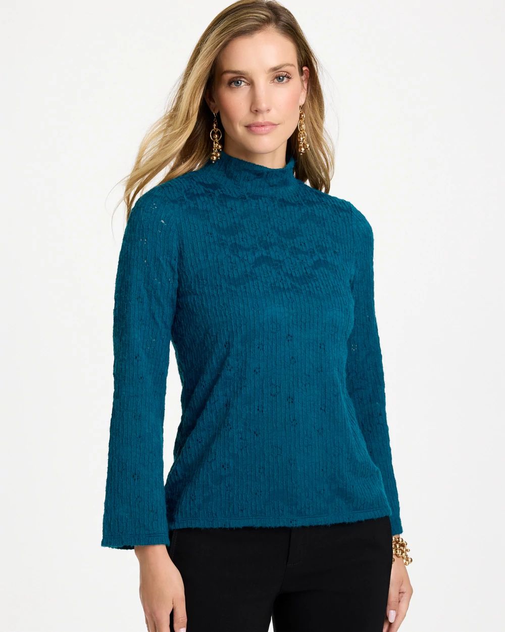 Lace Knit Long Sleeve Top