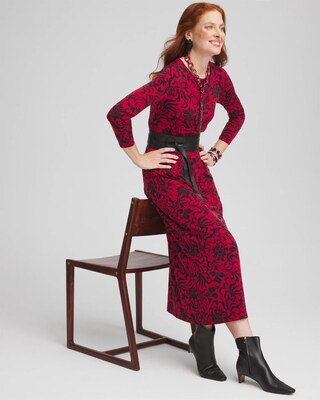 Swirl Print Long-Sleeve Maxi Dress click to view larger image.