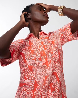 Linen Paisley Popover Dress