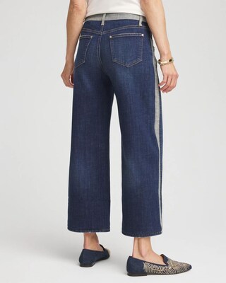 Girlfriend Cropped Colorblock Wide-Leg Jeans click to view larger image.