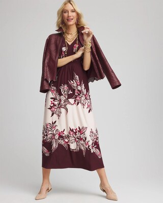 Floral Flutter-Sleeve Maxi Dress click to view larger image.