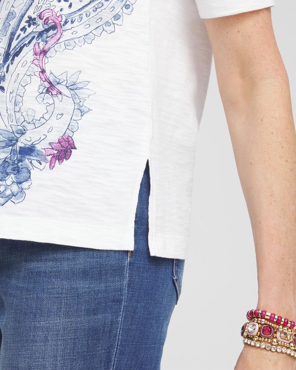 Paisley Slub Scoop-Neck Tee