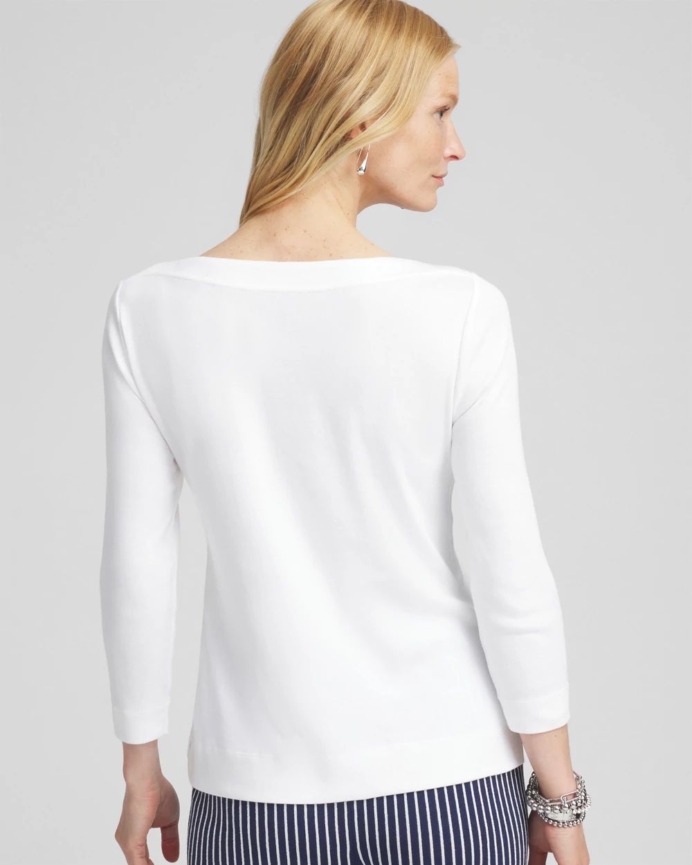 3/4 Sleeve Bateau Neck Tee click to view larger image.