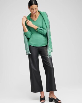 Spun Rayon V-neck Pullover Sweater click to view larger image.