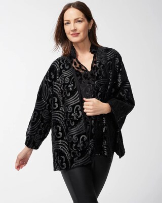 Tonal Embellished Velvet Kimono