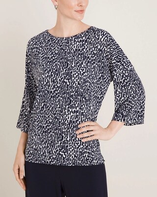 Easy Chic Geometric Brick-Print Pullover Top