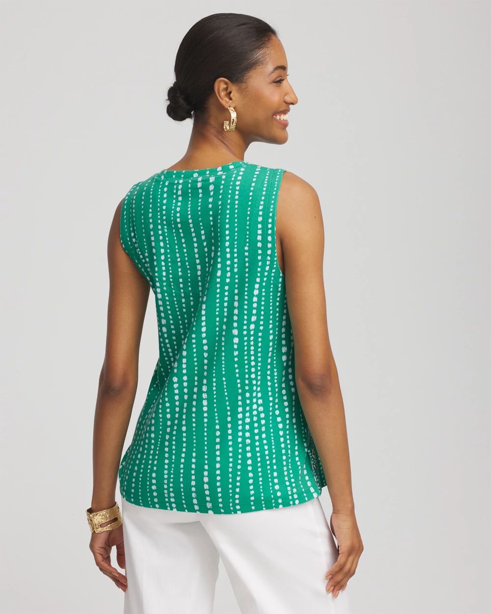 Polka-Dot Sleeveless V-Neck Tank