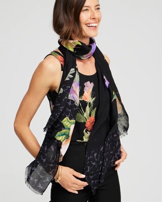 Floral Print Oblong Scarf