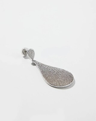 Silver Tone Pavé Teardrop Earrings