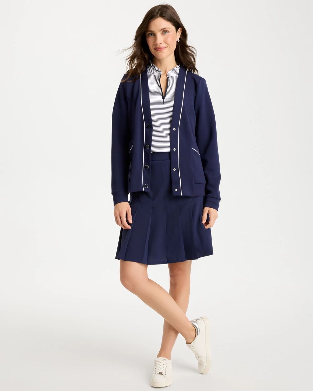 Zenergy® Soft Pique Button-Down Cardigan click to view larger image.