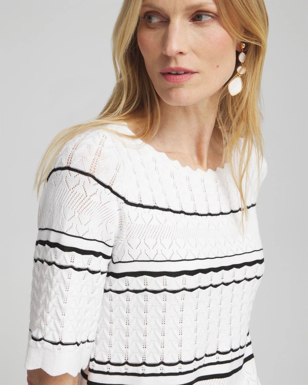 Textured Pointelle Stripe Pullover