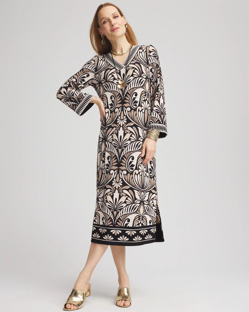 Travelers™ Bell-Sleeved Midi Dress click to view larger image.