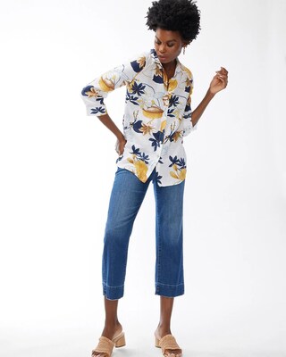 No Iron Linen Tropical Floral Shirt