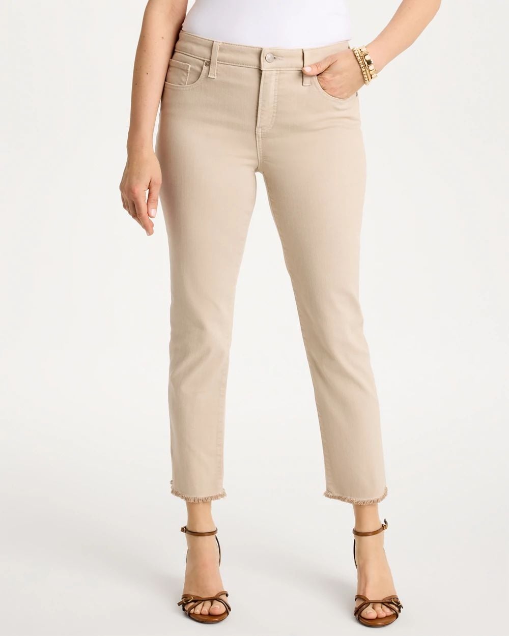 Girlfriend Slim Frayed Crop Jeans