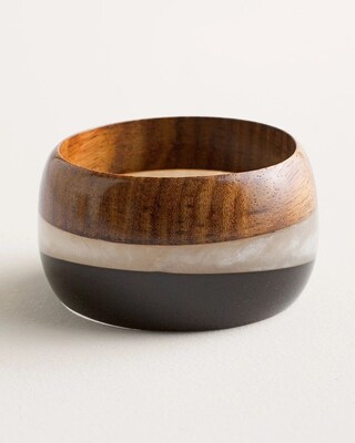 Black, White and Faux-Wood Bangle Bracelet