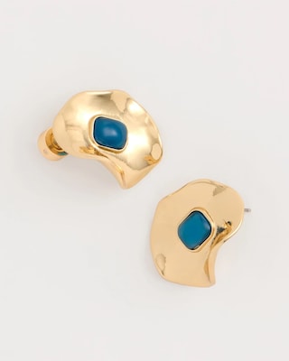 Blue Resin Cab Oversized Stud Earrings click to view larger image.