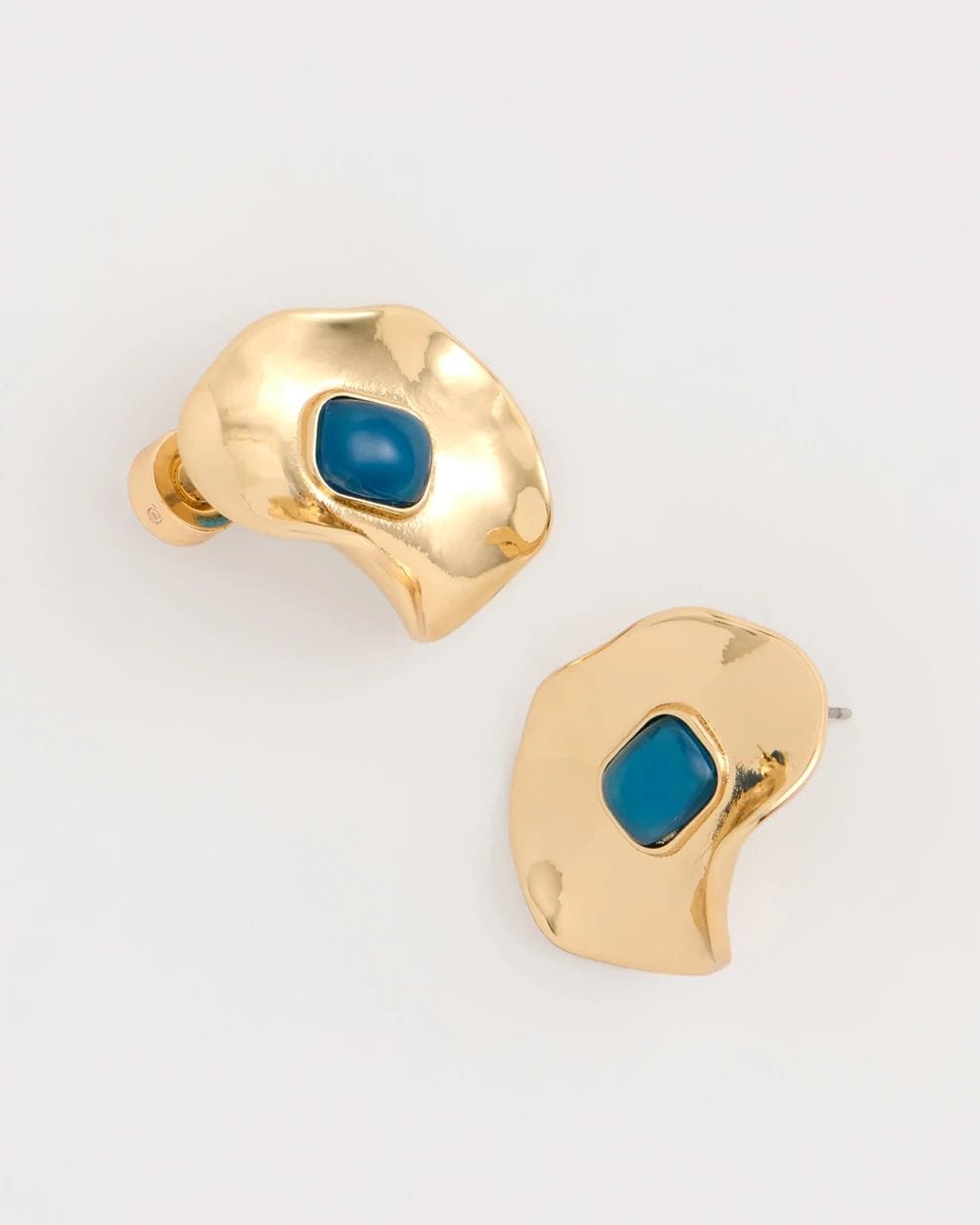 Blue Resin Cab Oversized Stud Earrings